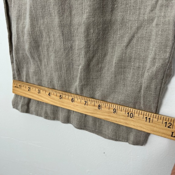 VINTAGE - Eileen Fisher Woman 2X Linen Wide Leg Cropped Pant Taupe Elastic Waist - Picture 8 of 9